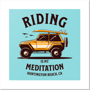 Riding is my Meditation, Huntington Beach, CA Posters and Art